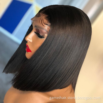 Wholesale Cheap straight Bob Wig Hd Full Transparent Lace Front Human Hair Wig Brazilian Virgin Human Hair Lace Frontal Wig